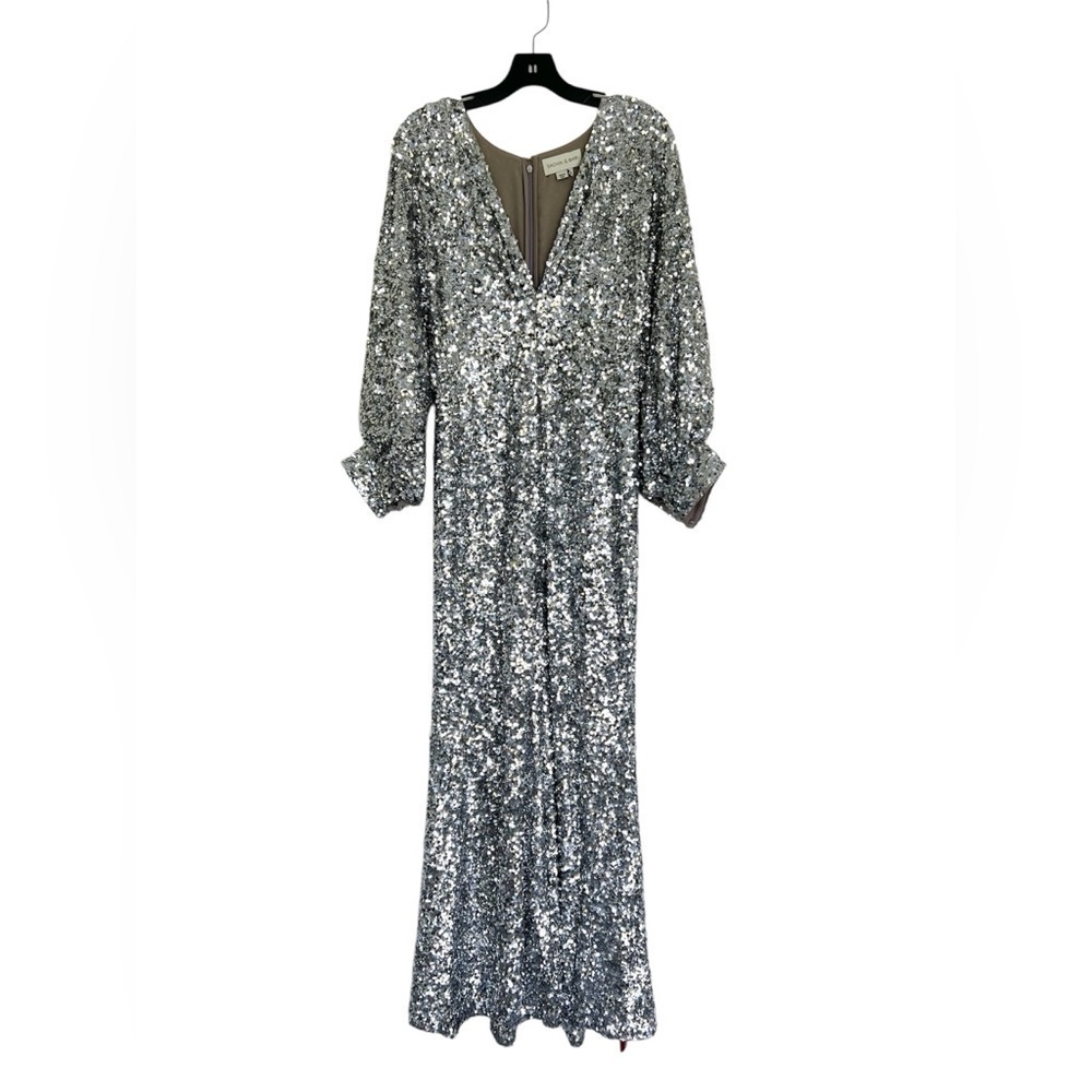 Sachin + Babi Gabby Sequin Evening Formal Gown in Silver Womens Size 8 NEW - Picture 5 of 10
